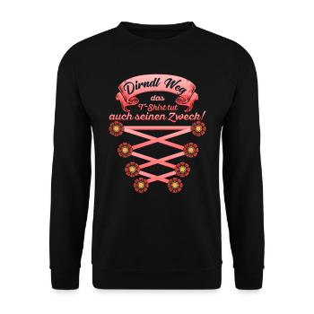 DIRNDL WEG DAS T-SHIRT TUT AUCH SEINEN ZWECK - Unisex Pullover - Schwarz - Vorne - Alina (178cm) & Michal (187cm)