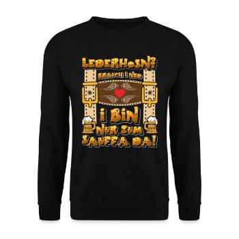 LEDERHOSEN? BRAUCH I NED I BIN NUR ZUM SAUFFA DA - Unisex Pullover - Schwarz - Vorne - Alina (178cm) & Michal (187cm)