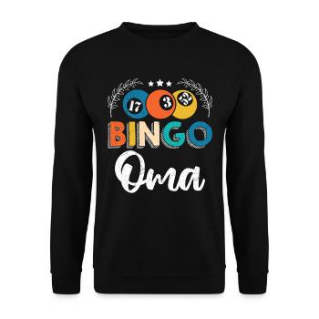 BINGO OMA Lustiges Großmutter Bingospielerin - Unisex Pullover - Schwarz - Vorne - Alina (178cm) & Michal (187cm)