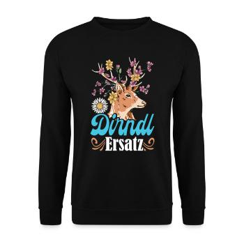 DIRNDL ERSATZ Damen Trachtenshirt Münchner - Unisex Pullover - Schwarz - Vorne - Alina (178cm) & Michal (187cm)