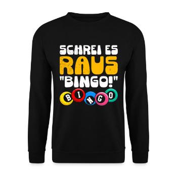 Bingo Players SHOUT IT OUT BINGO! Fun Bingo - Unisex Sweatshirt - black - Front - Alina (178cm) & Michal (187cm)