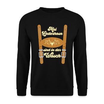 Le festival folklorique de Munich MEI LEDERHOSN EST À DA WÄSCH - Sweat-shirt Unisexe - noir - Devant - Alina (178cm) & Michal (187cm)
