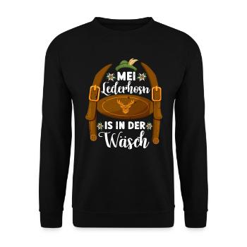 Le festival folklorique de Munich MEI LEDERHOSN EST À DA WÄSCH - Sweat-shirt Unisexe - noir - Devant - Alina (178cm) & Michal (187cm)