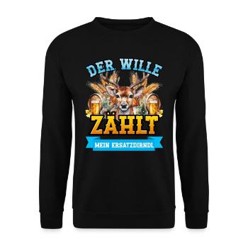 Münchner Volksfest DER WILLE ZÄHLT MEIN - Unisex Pullover - Schwarz - Vorne - Alina (178cm) & Michal (187cm)