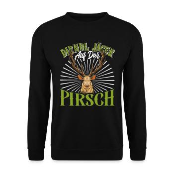 DIRNDL JÄGER AUF DER PIRSCH Lederhosen Herren - Unisex Pullover - Schwarz - Vorne - Alina (178cm) & Michal (187cm)