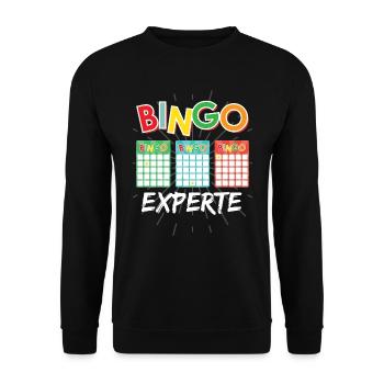 Bingo Player BINGO EXPERT Fun Bingo Game - Unisex Sweatshirt - black - Front - Alina (178cm) & Michal (187cm)