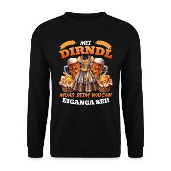Münchner Volksfest MEI DIRNDL MMAẞ EIGANGA SEI - Unisex Sweatshirt - black - Front - Alina (178cm) & Michal (187cm)