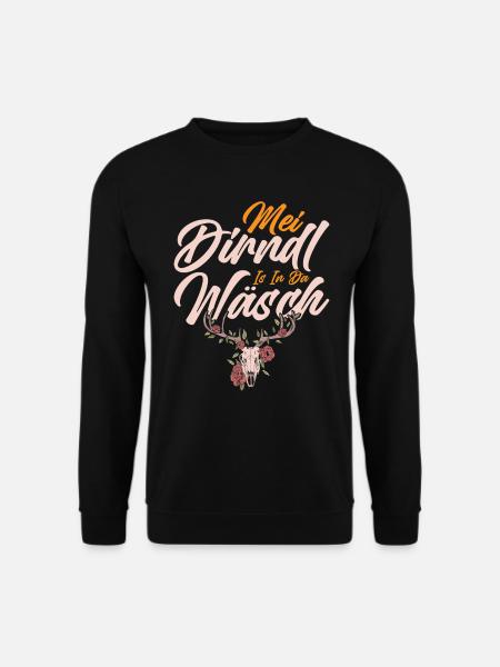 Münchner Volksfest MEI DIRNDL IS IN DA WÄSCH - Unisex Pullover - Schwarz