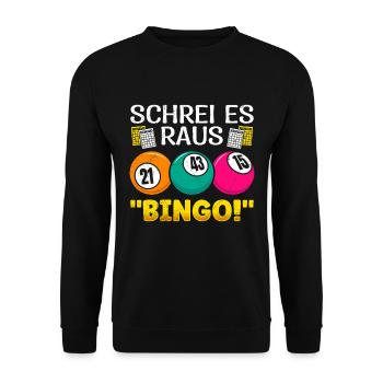 Bingo Players SHOUT IT OUT BINGO! Fun Bingo - Unisex Sweatshirt - black - Front - Alina (178cm) & Michal (187cm)