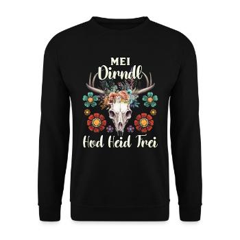 Münchner Volksfest MEI DIRNDL HOD HEID FREI - Unisex Sweatshirt - black - Front - Alina (178cm) & Michal (187cm)