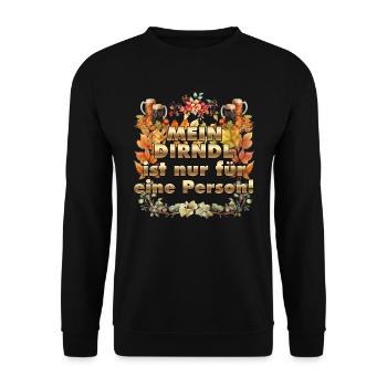 Münchner Volksfest MEIN DIRNDL IST NUR FÜR EINE - Unisex Pullover - Schwarz - Vorne - Alina (178cm) & Michal (187cm)