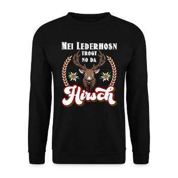Munich Volksfest MEI LEDERHOSEN NE PORTE PAS DE HIRSCH - Sweat-shirt Unisexe - noir - Devant - Alina (178cm) & Michal (187cm)