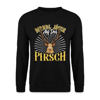 DIRNDL JÄGER AUF DER PIRSCH Lederhosen Herren - Unisex Pullover - Schwarz - Vorne - Alina (178cm) & Michal (187cm)