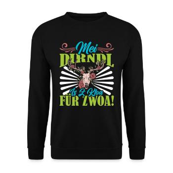 Ersatzdirndl MEI DIRNDL IS Z'KLOA FÜR ZWOA - Unisex Pullover - Schwarz - Vorne - Alina (178cm) & Michal (187cm)