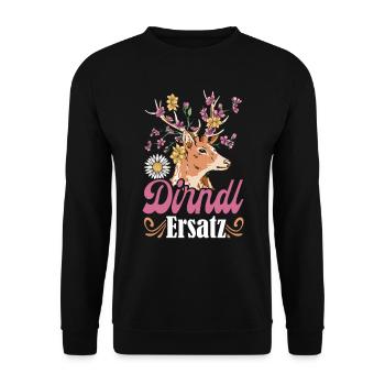 DIRNDL ERSATZ Damen Trachtenshirt Münchner - Unisex Pullover - Schwarz - Vorne - Alina (178cm) & Michal (187cm)