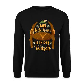 Le festival folklorique de Munich MEI LEDERHOSEN EST À DA WÄSCH - Sweat-shirt Unisexe - noir - Devant - Alina (178cm) & Michal (187cm)