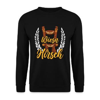 Münchner Volksfest WIESEN HIRSCH Lustiges - Unisex Pullover - Schwarz - Vorne - Alina (178cm) & Michal (187cm)