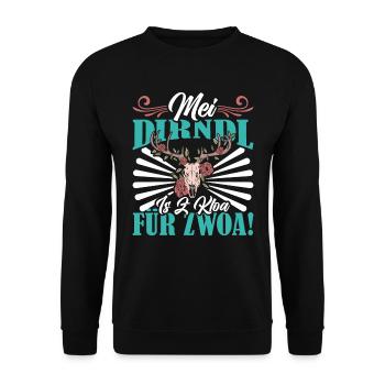 Ersatzdirndl MEI DIRNDL IS Z'KLOA FÜR ZWOA - Unisex Pullover - Schwarz - Vorne - Alina (178cm) & Michal (187cm)