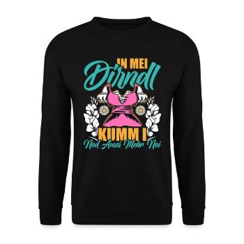 Münchner Volksfest IN MEI DIRNDL KUMM I NED NEI - Unisex Sweatshirt - black - Front - Alina (178cm) & Michal (187cm)