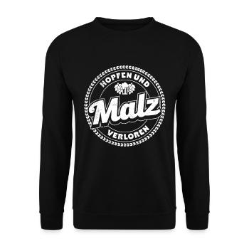 Hopfen und Malz Verloren Biertrinker - Unisex Pullover - Schwarz - Vorne - Alina (178cm) & Michal (187cm)