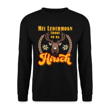 Munich Volksfest MEI LEDERHOSEN NE PORTE PAS DE HIRSCH - Sweat-shirt Unisexe - noir - Devant - Alina (178cm) & Michal (187cm)