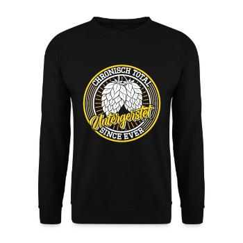 Bierzelt Münchner Volksfest UNTERGERSTET Lustig - Unisex Pullover - Schwarz - Vorne - Alina (178cm) & Michal (187cm)