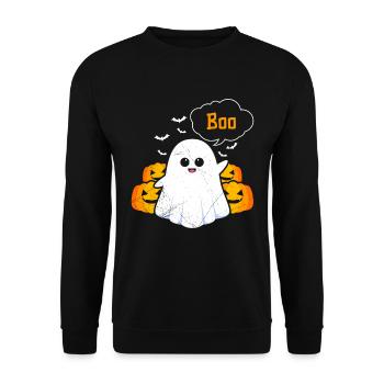 Halloween Kostüm Kinder HUI Lustiges Gespenster - Unisex Pullover - Schwarz - Vorne - Alina (178cm) & Michal (187cm)