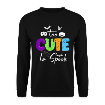 Halloween Kostüm Kinder TOO CUTE TO SPOOK - Unisex Pullover - Schwarz - Vorne - Alina (178cm) & Michal (187cm)