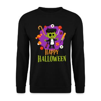 Halloween HAPPY HALLOWEEN Party Kids - Unisex Sweatshirt - black - Front - Alina (178cm) & Michal (187cm)