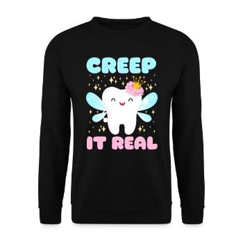 Halloween Kostüm CREEP IT REAL Lustiges Halloween - Unisex Pullover - Schwarz - Vorne - Alina (178cm) & Michal (187cm)