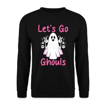 Halloween LET'S GO GHOULS Ghost Girl - Unisex Sweatshirt - black - Front - Alina (178cm) & Michal (187cm)