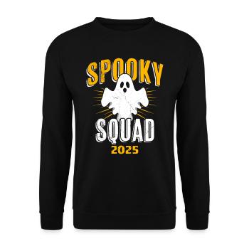 Halloween SPOOKY SQUAD 2025 Gespenster Kostüm - Unisex Pullover - Schwarz - Vorne - Alina (178cm) & Michal (187cm)