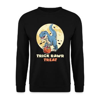 Halloween Costume TRICK RAWR TREAT Funny Dino - Unisex Sweatshirt - black - Front - Alina (178cm) & Michal (187cm)