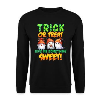 Halloween Party TRICK OR TREAT GIVE ME SOME SWEET - Unisex Sweatshirt - black - Front - Alina (178cm) & Michal (187cm)