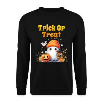Halloween Costume Kids TRICK OR TREAT Fun - Unisex Sweatshirt - black - Front - Alina (178cm) & Michal (187cm)