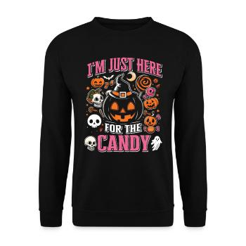 Fête d’Halloween JE SUIS JUSTE LÀ POUR LES BONBONS Drôle - Sweat-shirt Unisexe - noir - Devant - Alina (178cm) & Michal (187cm)