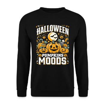 HALLOWEEN PUMPKIN MOODS Funny Halloween - Unisex Sweatshirt - black - Front - Alina (178cm) & Michal (187cm)