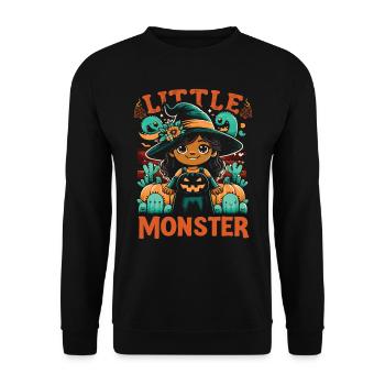 Halloween Costume Kids LITTLE MONSTER Funny - Unisex Sweatshirt - black - Front - Alina (178cm) & Michal (187cm)