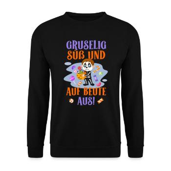 Halloween Party CREEPY CUTE AND OUT FOR LOOT - Unisex Sweatshirt - black - Front - Alina (178cm) & Michal (187cm)