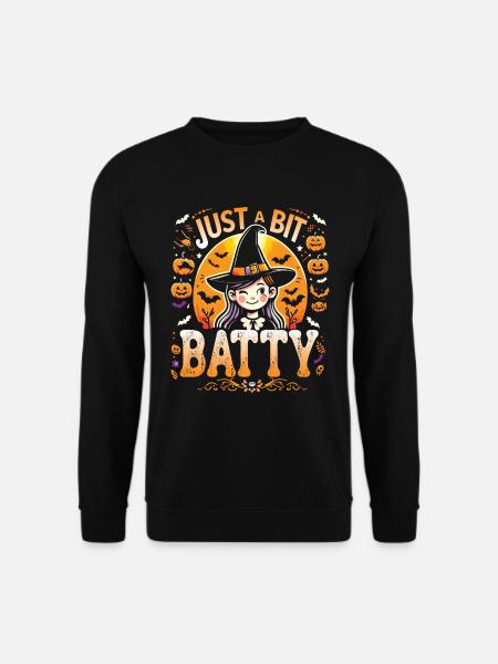 Halloween Kostüm JUST A BIT BATTY Halloween - Unisex Pullover - Schwarz