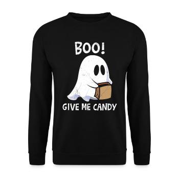 Costume d’Halloween pour enfants BOO ! GIVE ME CANDY Drôle - Sweat-shirt Unisexe - noir - Devant - Alina (178cm) & Michal (187cm)