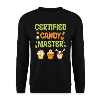 Halloween CERTIFIED CANDY MASTER Drôle Halloween - Sweat-shirt Unisexe - noir - Devant - Alina (178cm) & Michal (187cm)