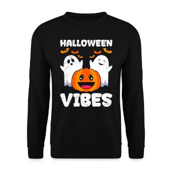 Halloween Kids HALLOWEEN VIBES Ghosts - Unisex Sweatshirt - black - Front - Alina (178cm) & Michal (187cm)