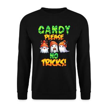 Halloween Party CANDY PLEASE NO TRICKS! Fun - Unisex Sweatshirt - black - Front - Alina (178cm) & Michal (187cm)