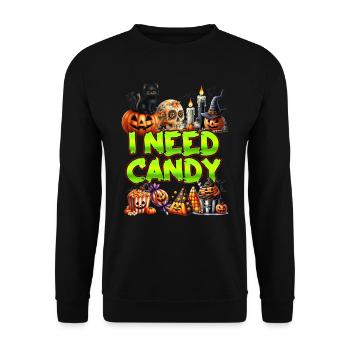 Fête d’Halloween Enfants J’AI BESOIN DE BONBONS Drôle - Sweat-shirt Unisexe - noir - Devant - Alina (178cm) & Michal (187cm)