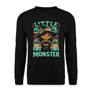 Halloween Costume Kids LITTLE MONSTER Funny - Unisex Sweatshirt - black - Front - Alina (178cm) & Michal (187cm)