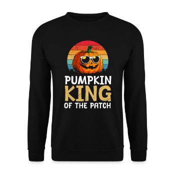 Halloween Costume PUMPKIN KING OF THE PATCH - Unisex Sweatshirt - black - Front - Alina (178cm) & Michal (187cm)