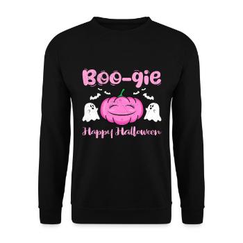Halloween Party BOO-GIE HAPPY HALLOWEEN Horror - Unisex Sweatshirt - black - Front - Alina (178cm) & Michal (187cm)