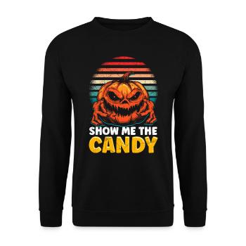 Halloween Costume Kids SHOW ME THE CANDY Horror - Unisex Sweatshirt - black - Front - Alina (178cm) & Michal (187cm)
