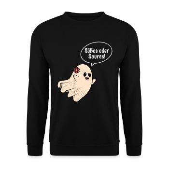 Halloween Party TRICK OR TREAT GIRL - Unisex Sweatshirt - black - Front - Alina (178cm) & Michal (187cm)